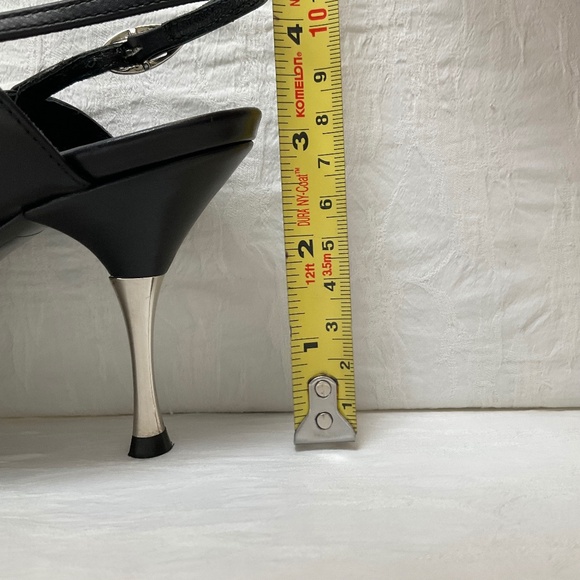 Sergio Rossi Dressy Slingbacks Pumps Heels Pointed Toe Black Leather w Silver 38 - Picture 15 of 16